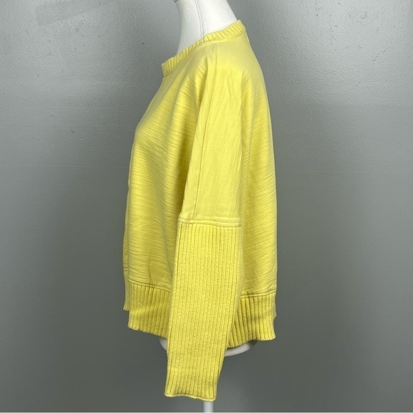 Neon Buddha South Beach yellow knit asymmetrical sweater detail top, medium. - Picture 2 of 9